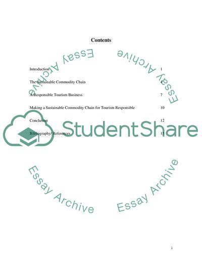 The Sustainable Commodity Chain and Responsible Tourism Businesses