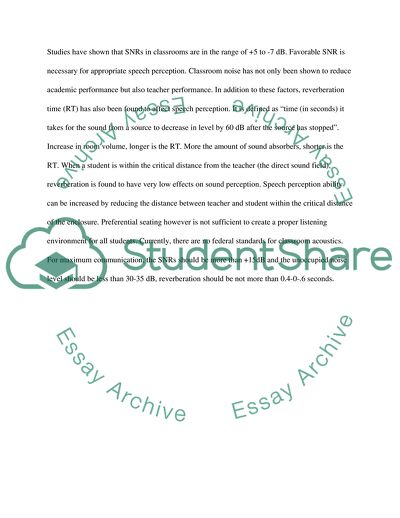 Classroom Acoustics for Children with Hearing Impairment