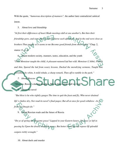 Lyrical Digressions in Eugene Onegin