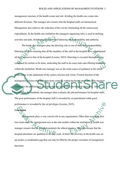 Roles and Applications of Management Functions