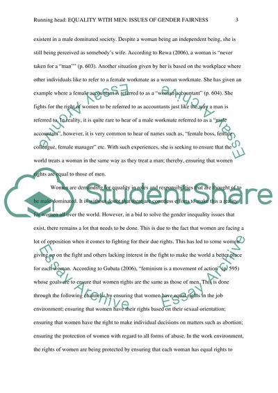 Equality with men: Issues of gender fairness. Woman is a noun by Rewa