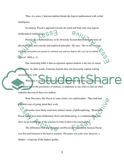 Mind and Body as Conceived by Descartes and Pascal