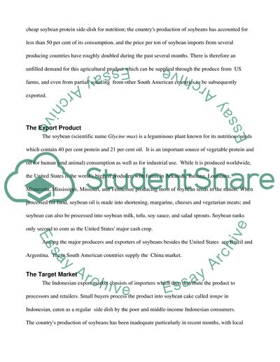 The Indonesian Market for Soybeans