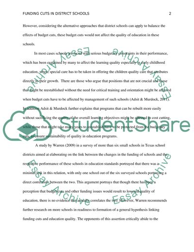 Funding Cuts on District Schools