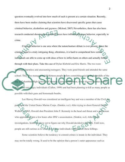 Criminal Behavior May Be a Result of Both Heredity and Environmental Factors