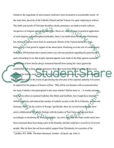 The Role of the Catholic Church and the Vatican During the Nazi Holocaust