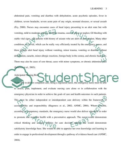 Learning Plan - Emergency Nursing Practice