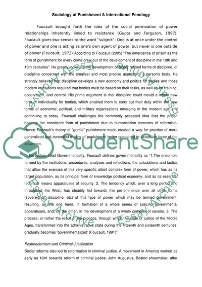 Sociology of Punishment and International Penology