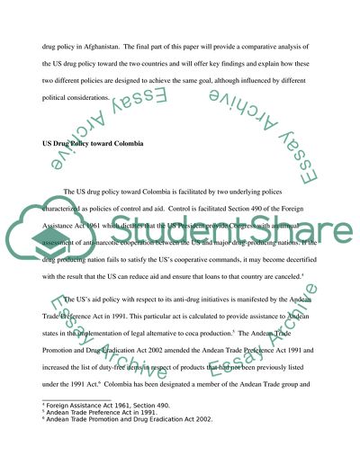 USA Drug Policy approach on Colombia and Afghanistan