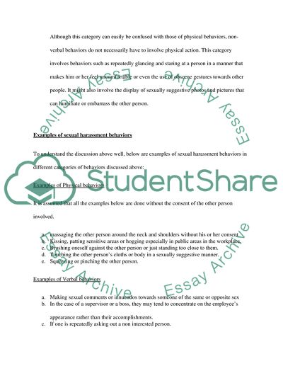 Sexual Harassment in the Work Place