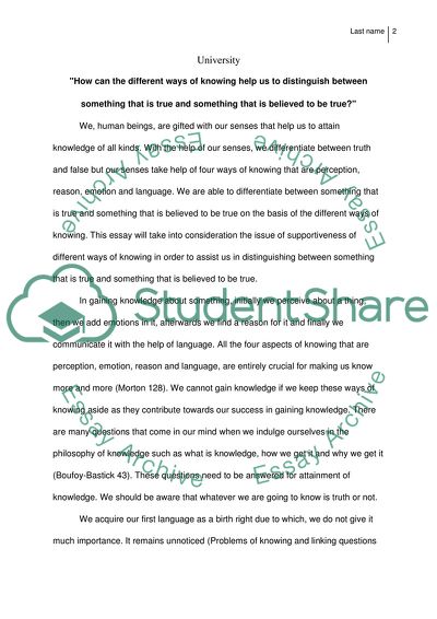 How Can Different Ways of Knowing to Help Us to Distinguish Something That Is True