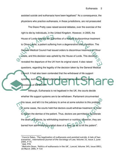The British Legal Framework of Euthanasia