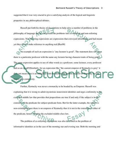 Bertrand Russells Theory of Descriptions