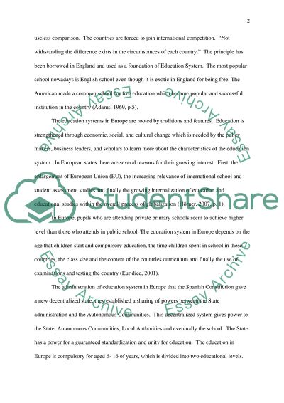 The Difference between the Schools of United States of America and Europe
