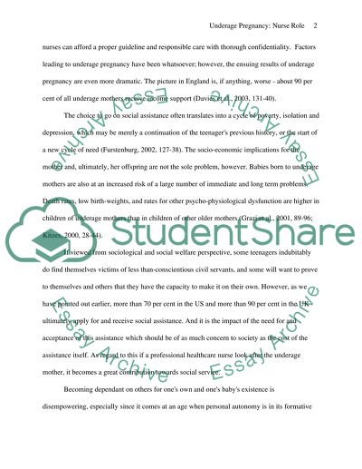 Underage pregnancy: nurse role