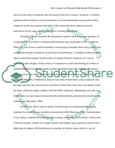 How Leaders Can Maintain High-Quality Performance