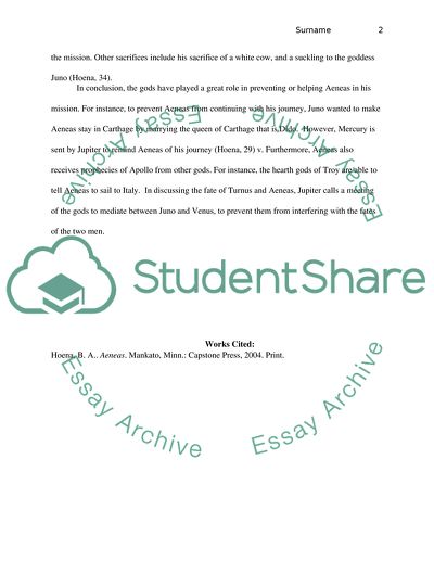 The Role of Gods in Aeneass Mission