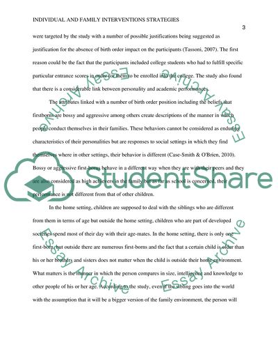 Individual and Family Interventions Strategies