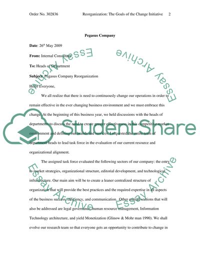 The Goals of the Change Initiative