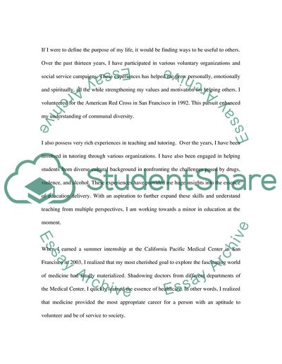 Letter about A Medical Career to the Admissions Committee