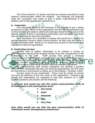 Communication among the Hospital Staff of Pinewood Hospital