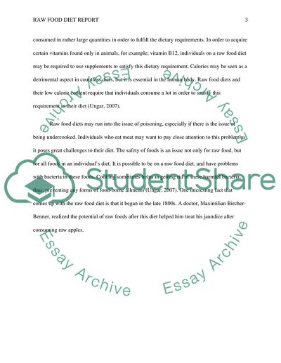 Raw Food Diet report