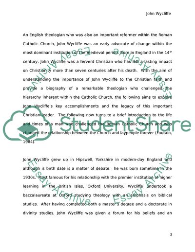 John Wycliffe as an Incredibly Important Figure in Medieval Christian History