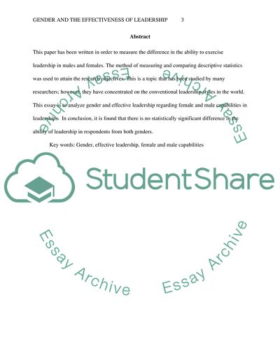 Gender and the Effectiveness of Leadership