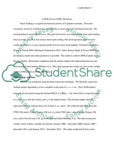 CAPM Test for FTSE 100 Stocks