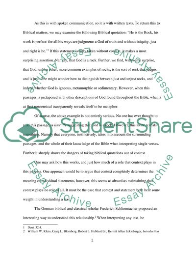 The Role of Context in Biblical Hermeneutics