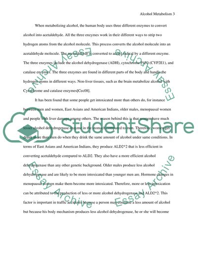 Explanation of how alcohol is metabolised in a human body