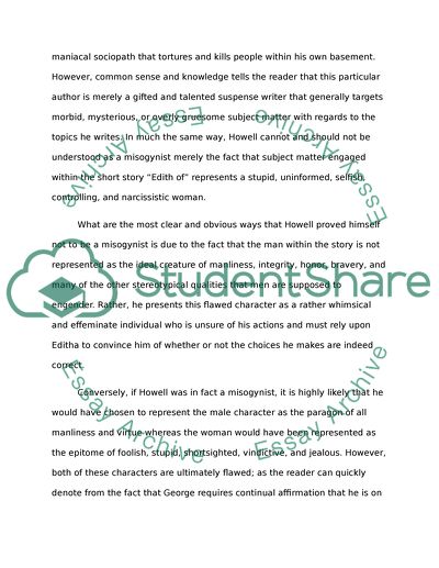 Editha - Whether the Author Harbored Misogynist Emotions