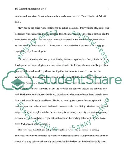 The Authentic Leadership Style