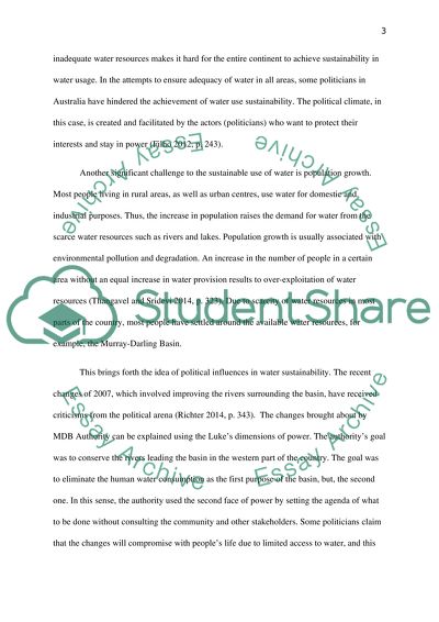 Sustainable Water Use in Australia