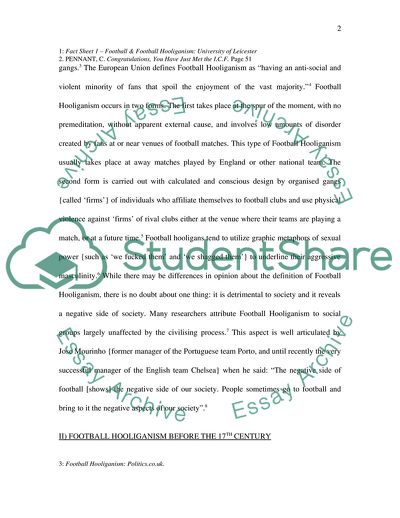 Hooliganism on and outside of the Football Field