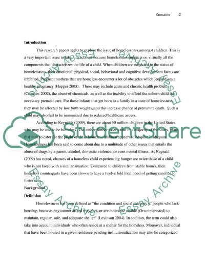 Children and Homelessness