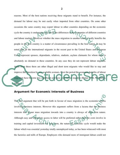 Mass Migration to European Host Countries Threat or Benefit