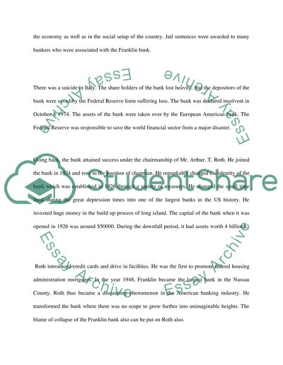 Economic Crime and Collapse of Franklin National Bank