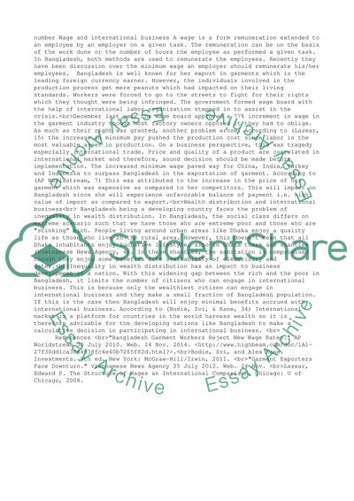 Assess the impact of international business on social and economic conditions in bangladesh