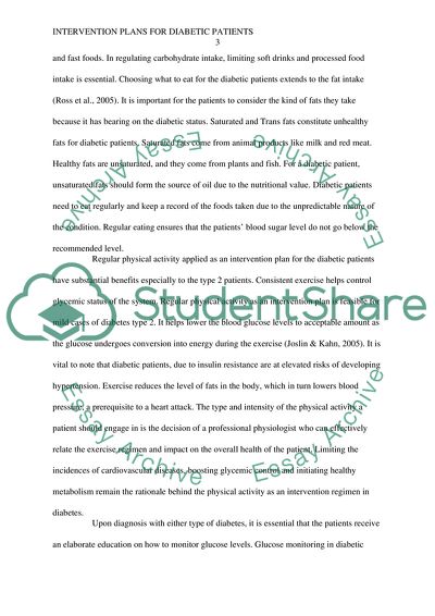 Intervention plan for diabetic patients