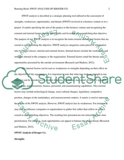 S.W.O.T. Analysis of Kroger Co