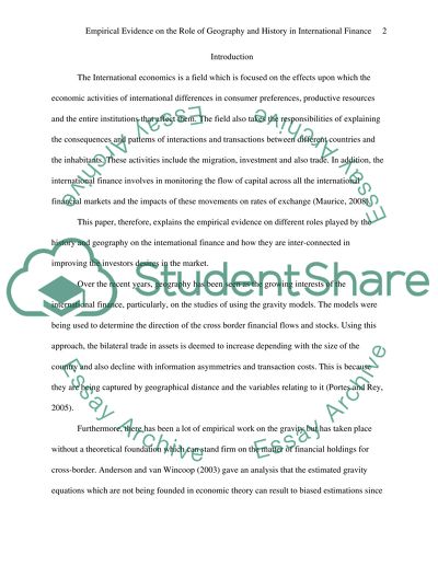 The Role of Geography and History in International Finance