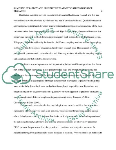 Sampling Strategy and Size in Post-traumatic Stress Disorders Research