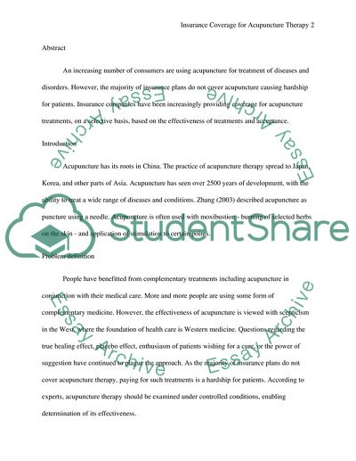 The Current State of Insurance Coverage for Acupuncture Therapy