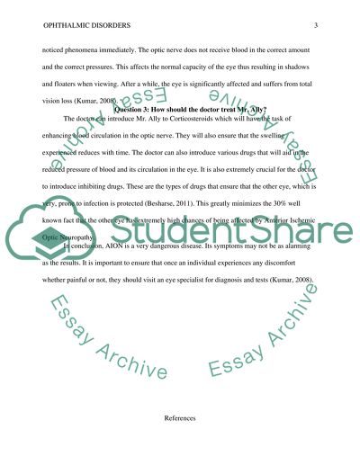 Ophthalamic Disorders Case Study