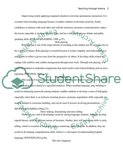 Teaching foreign language through drama in education-portfolio entry