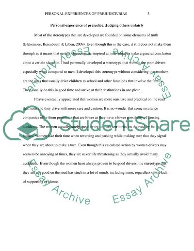 Two personal experiences of prejudice/bias