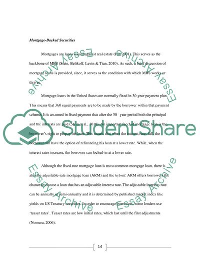 Mortgaged Backed Securities