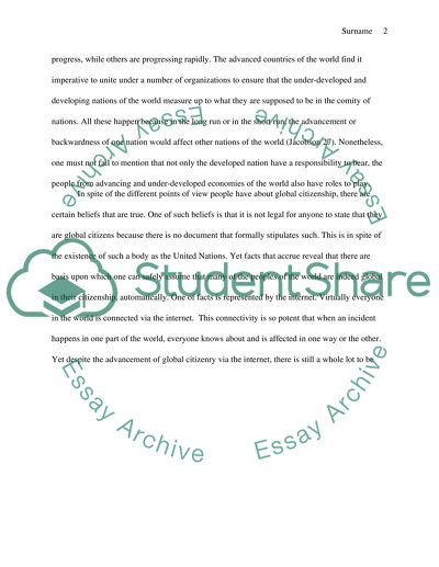 Do you believe that we should all aim to be better global citizens