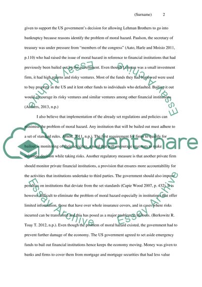 Global Financial Crisis: the U.S. Gov Vs Lehman Brothers Bank (Case Study)